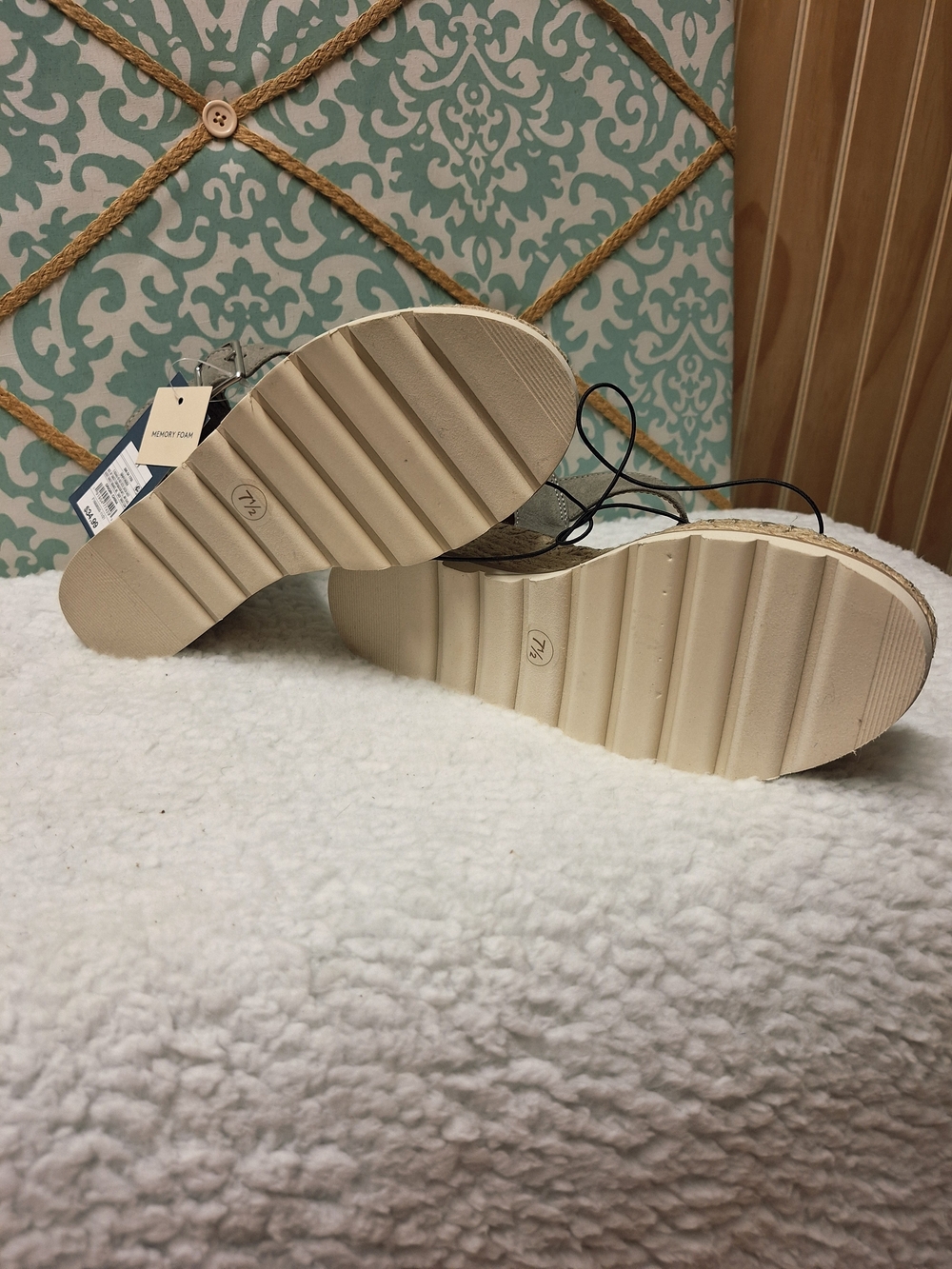 NWT Women's Taupe Espadrille Platform Sandals Sz 7.5 - Picture 9 of 16